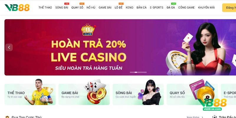 Hoàn trả Live casino 20%