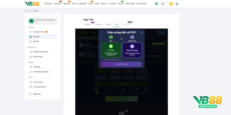 Nạp tiền qua P2P